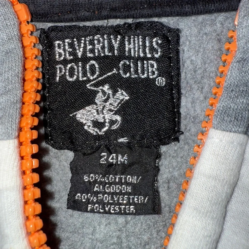 Beverly Hills Polo Club Kids Zip Up Hoodie Gray Orange‎ White Toddler 24M